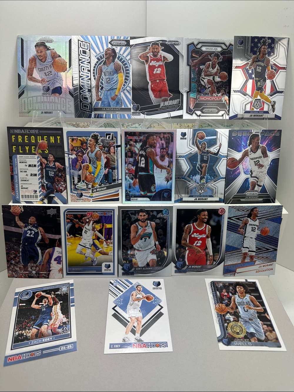 Ja Morant Grizzlies Lot of 18 w/Jaylen Wells, Aldama, 2 Zach Edey Rookies